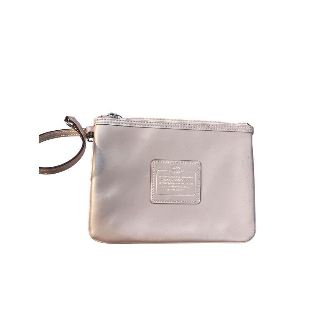 Coach Pale Pink Leather Wristlet Pouch Clutch